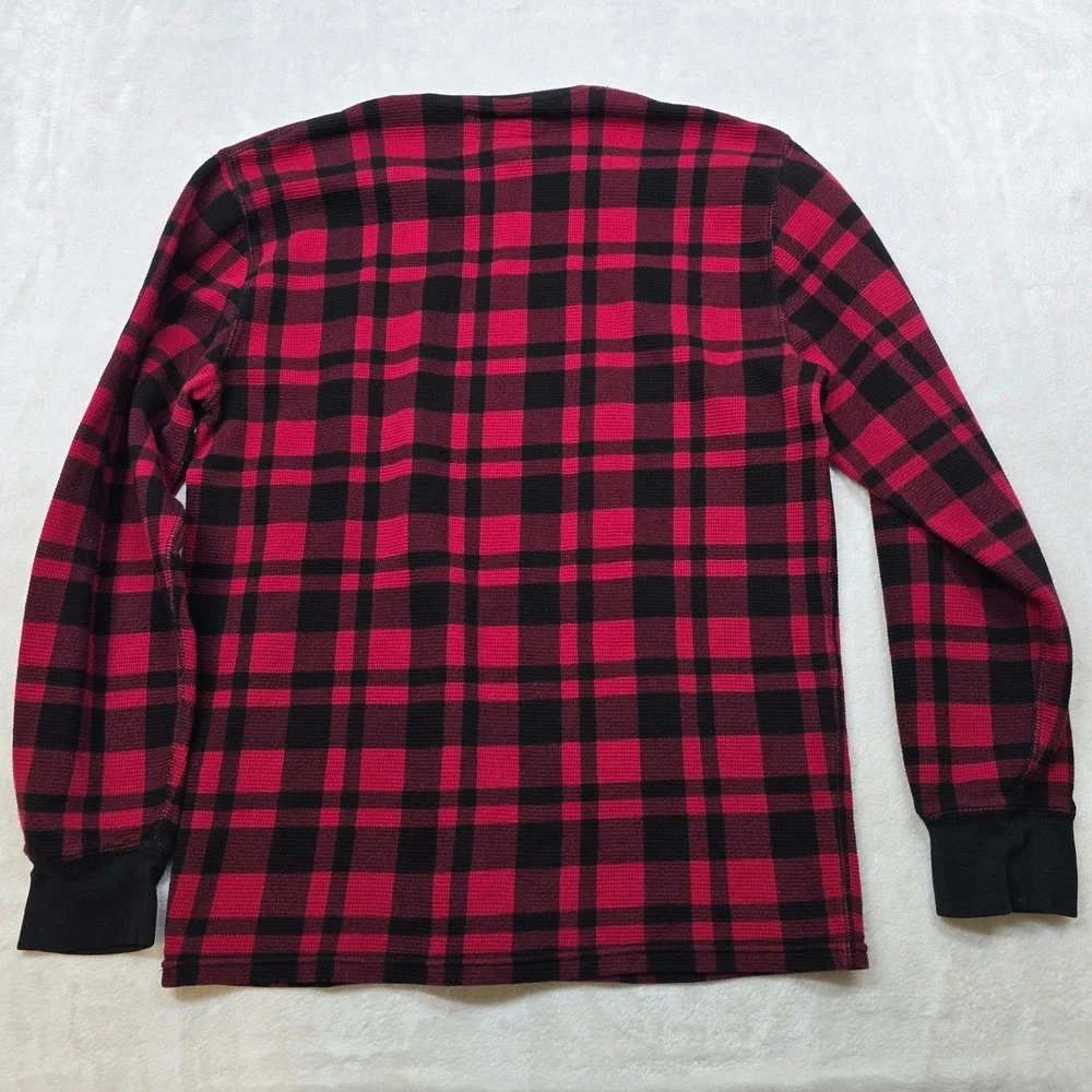 Polo Ralph Lauren Thermal Shirt Mens Medium Red‎ Black Plaid Sleepwear